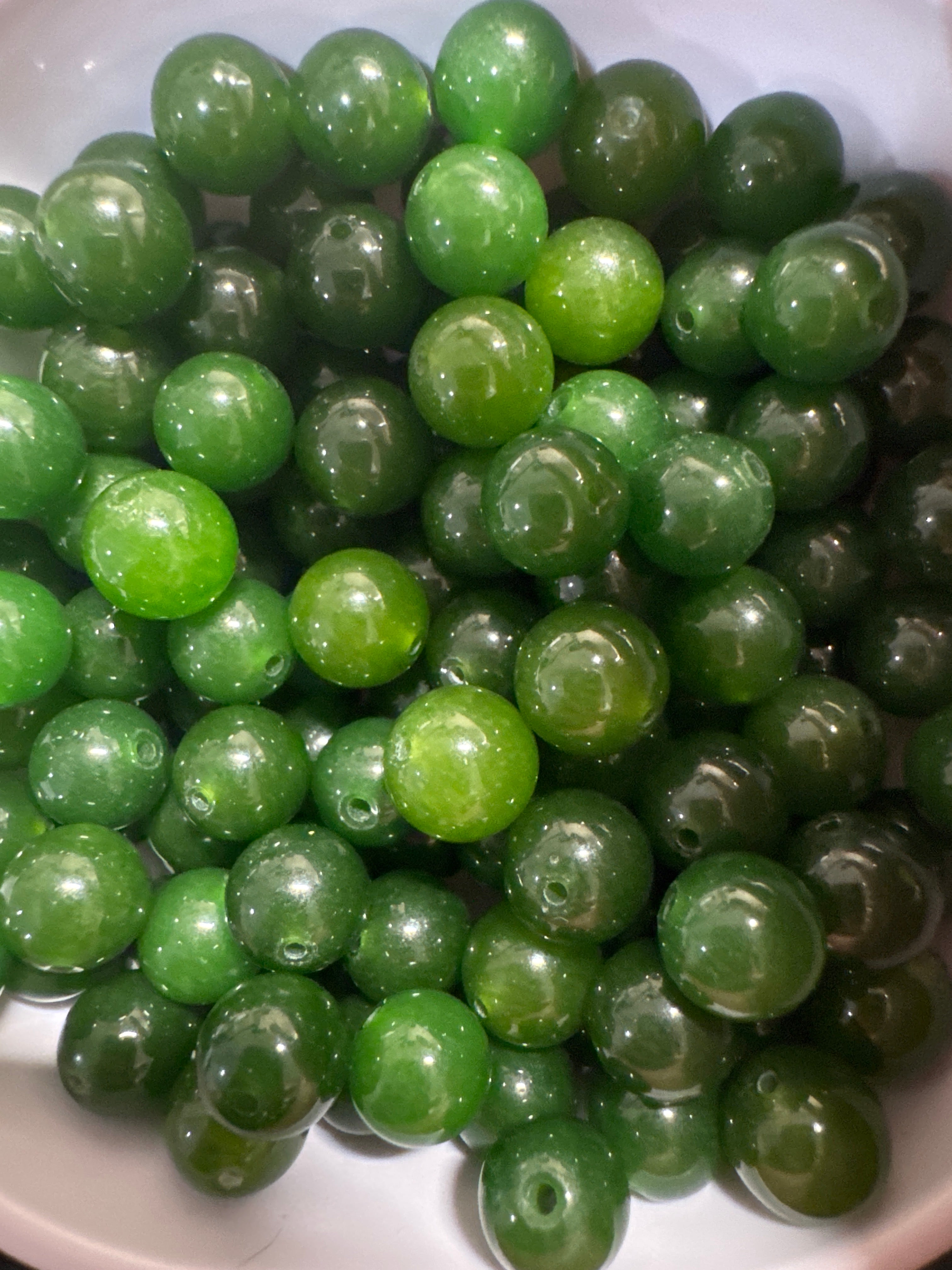 Loose spinach Green Hetian Jade beads 10mm 20pcs