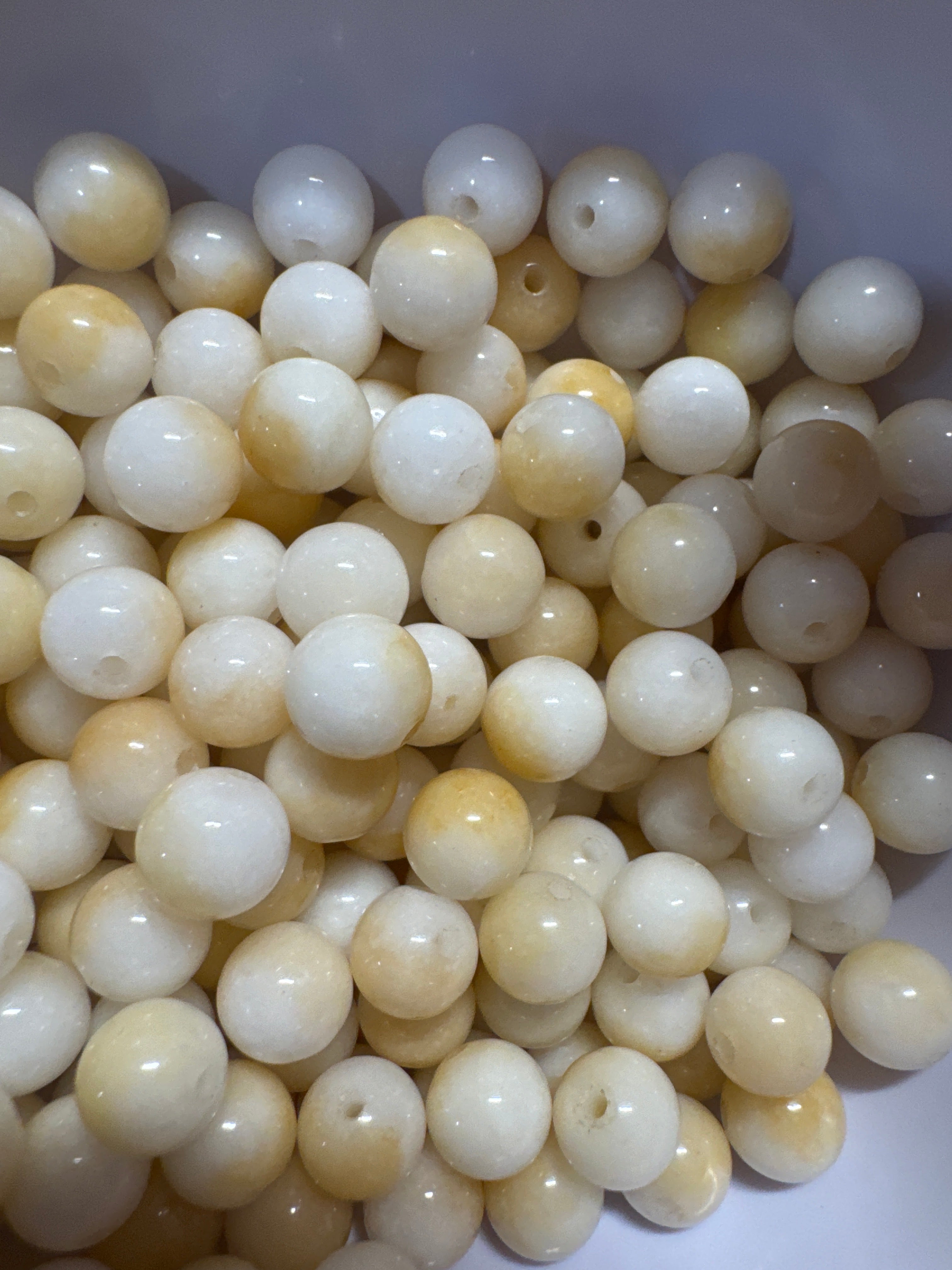 Loose Sugar-white Hetian Jade Beads 8mm 25 pcs