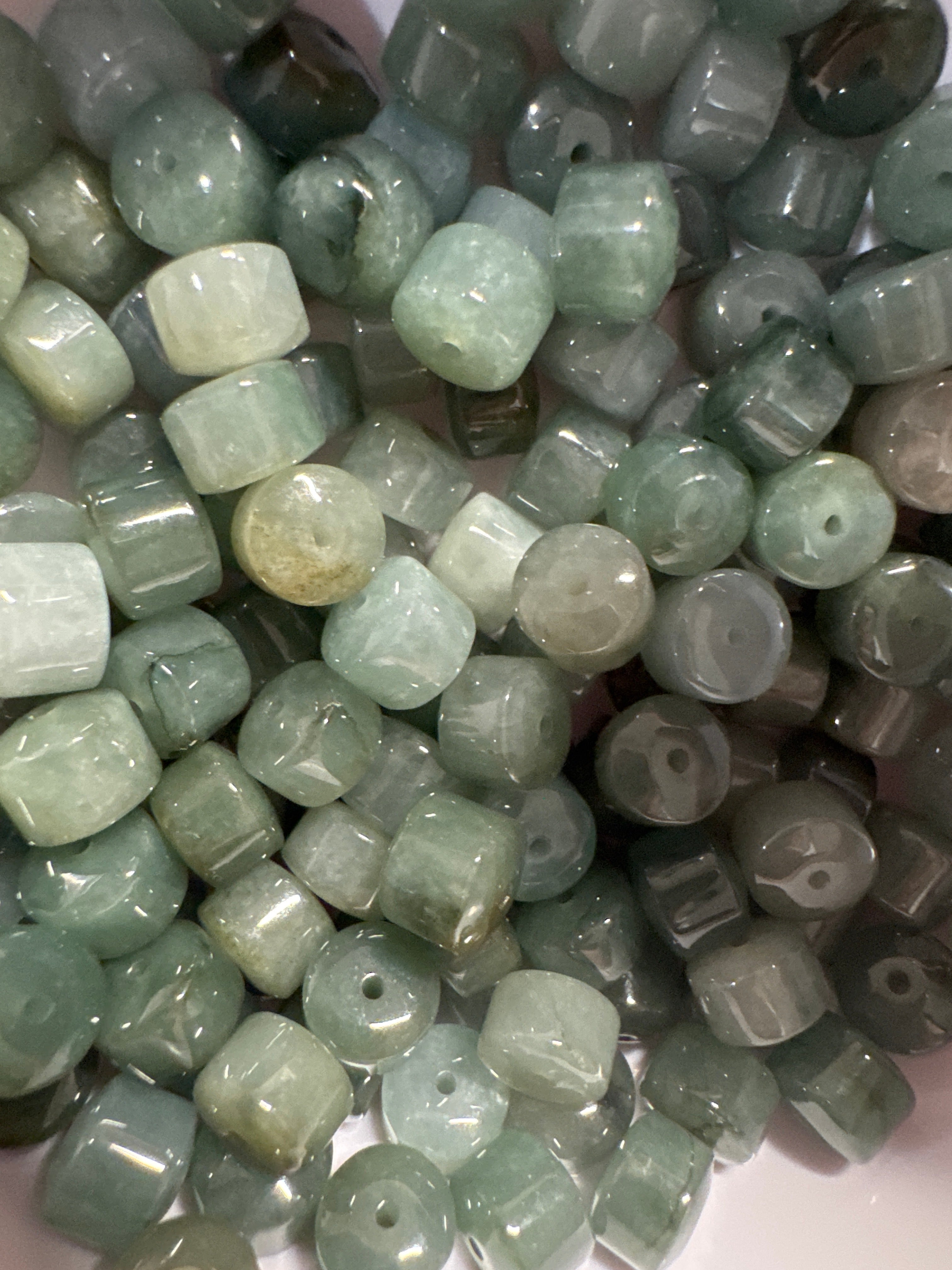 Loose Burma Jade Beads 6*8mm 1pcs