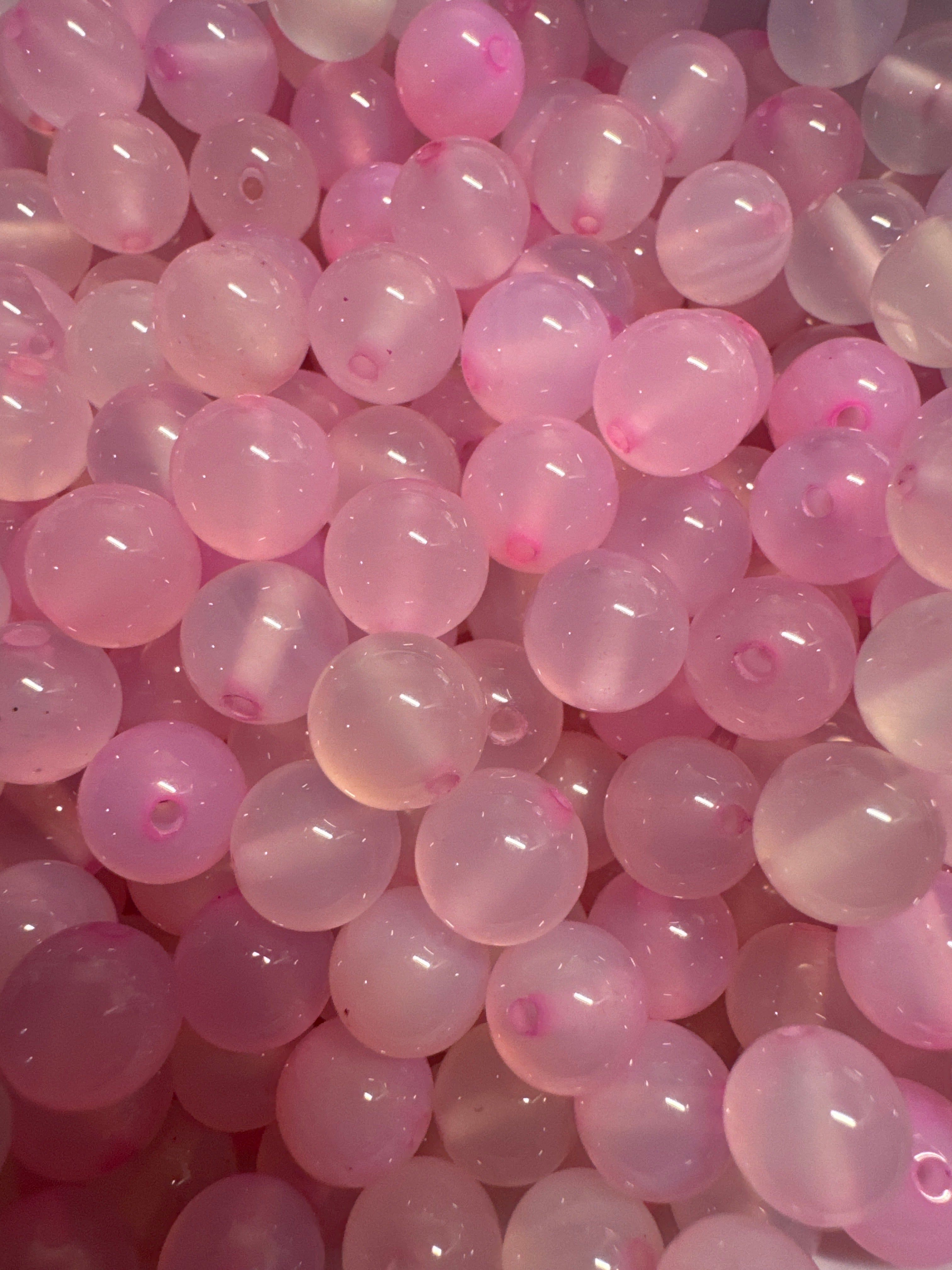 Loose pink agate beads 8mm 25pcs