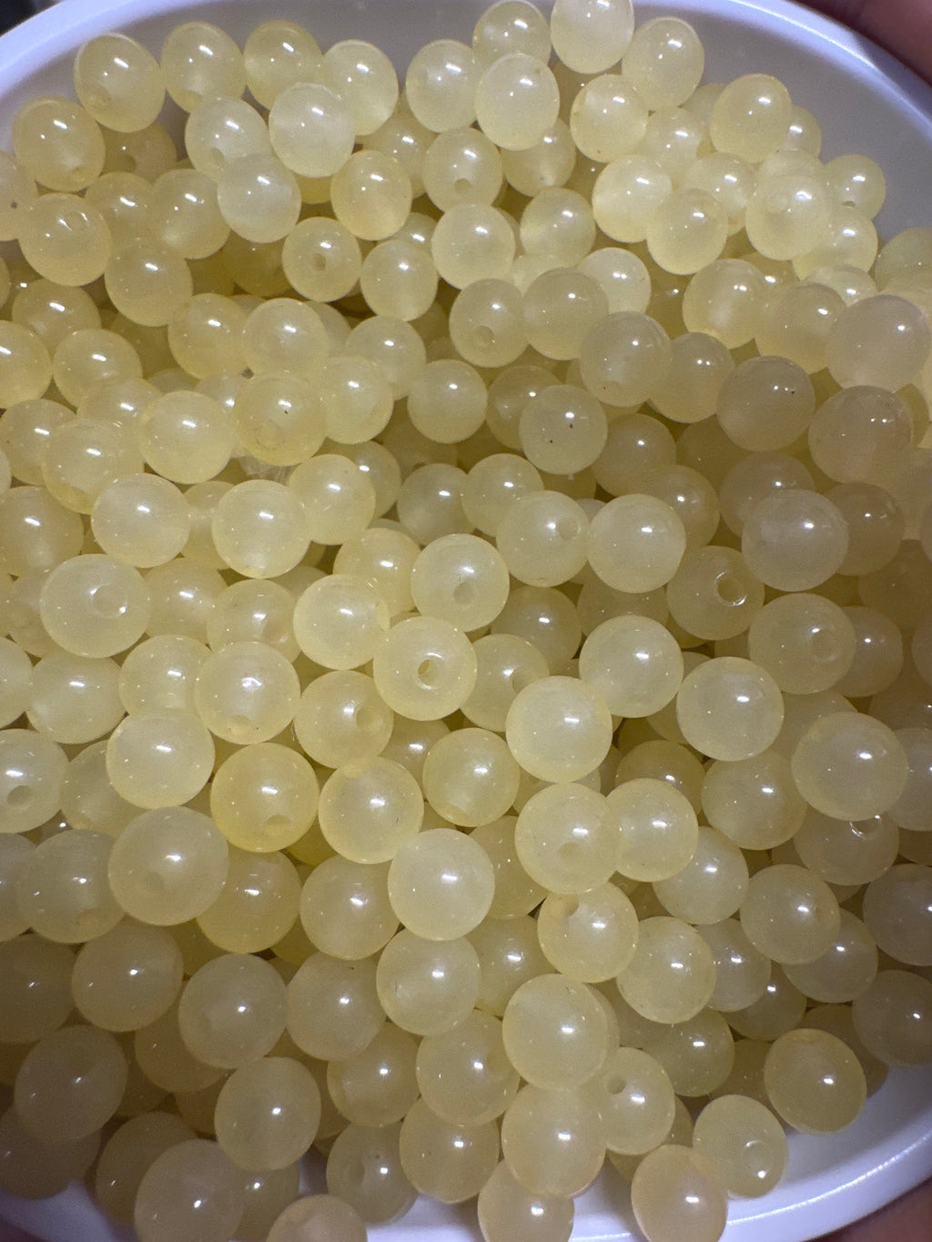 Loose Yellowish-green Hetian Jade beads 6mm 30pcs