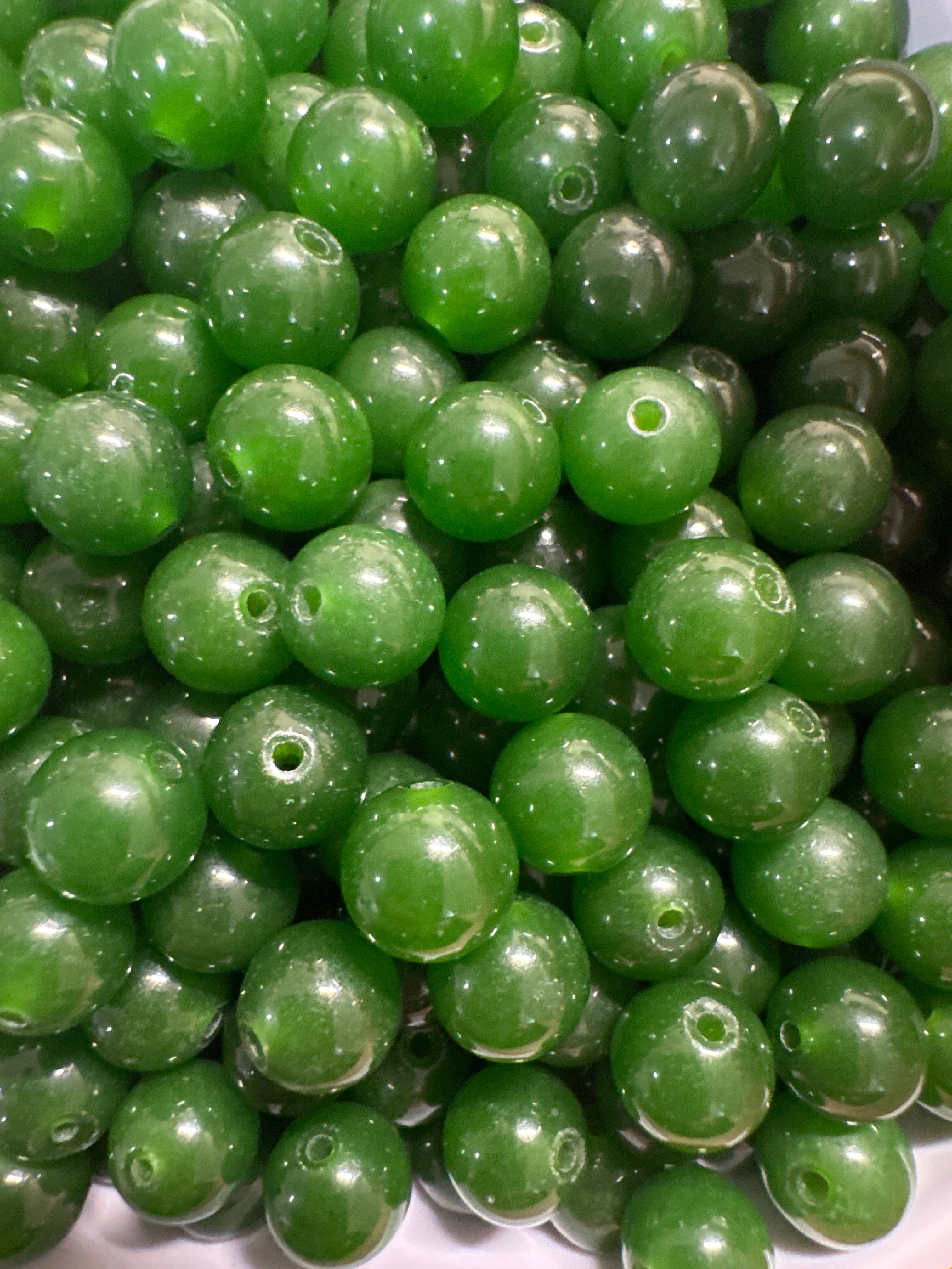 Loose spinach Green Hetian Jade beads 8mm 25pcs