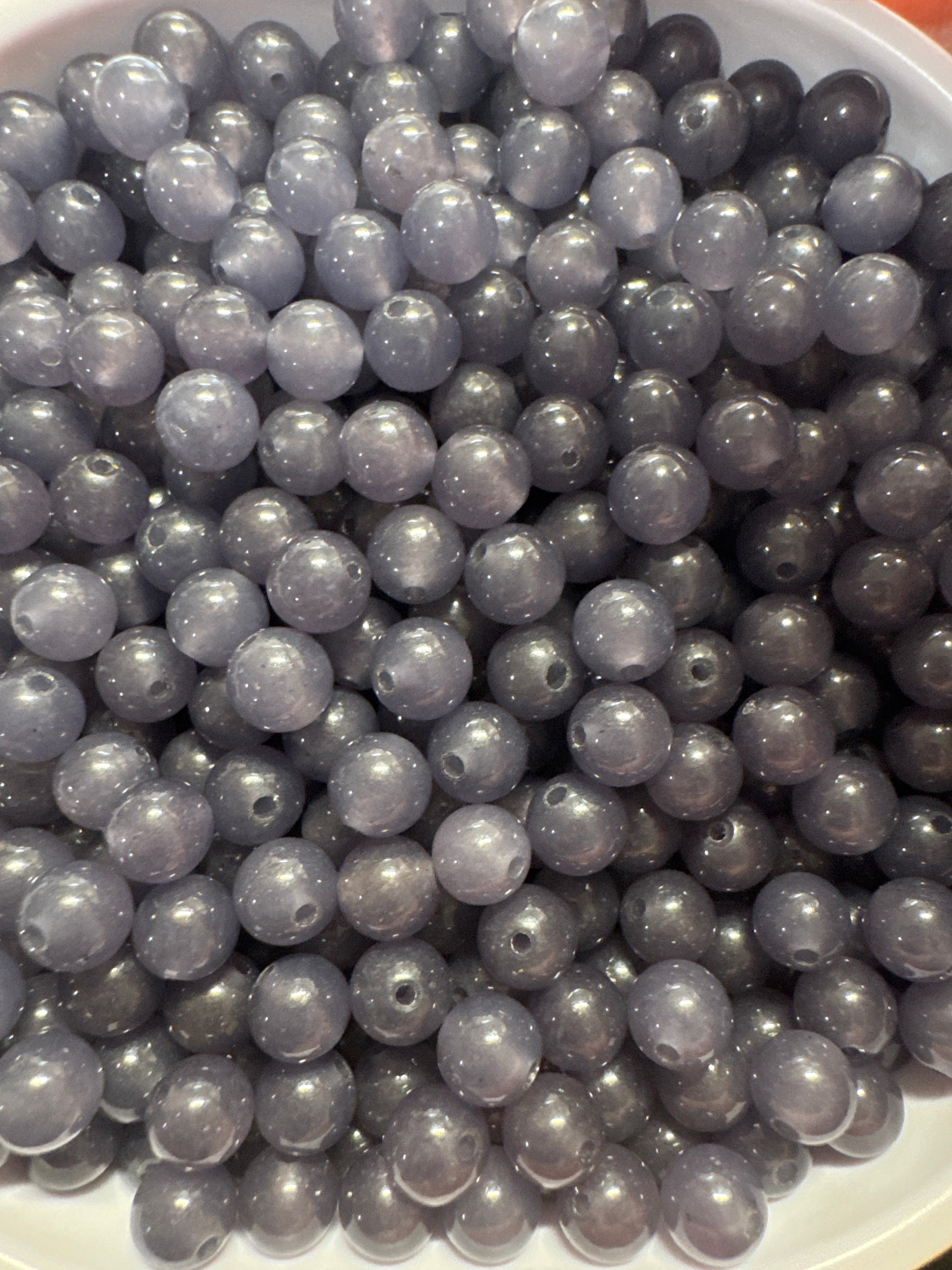 Loose smoke purple Hetian Jade Beads 6mm 30 pcs