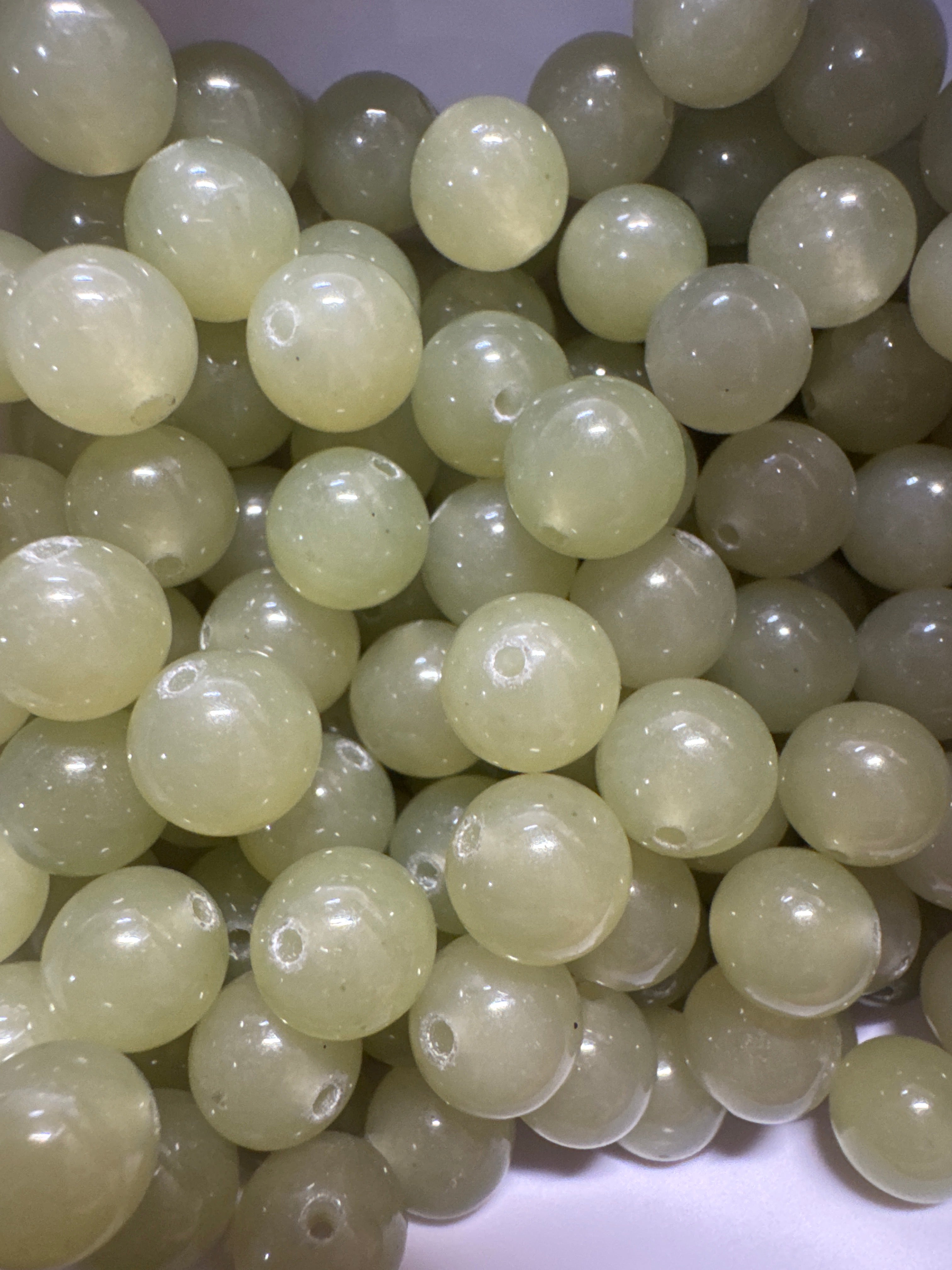 Loose Clear Water Hetian Jade beads 10mm 20pcs