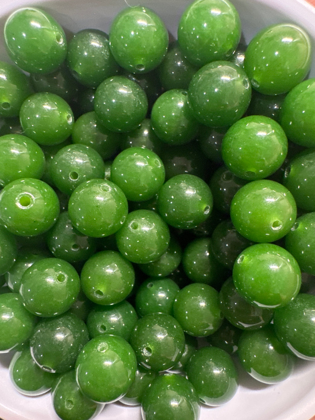 Loose spinach Green Hetian Jade beads 12mm 1pcs