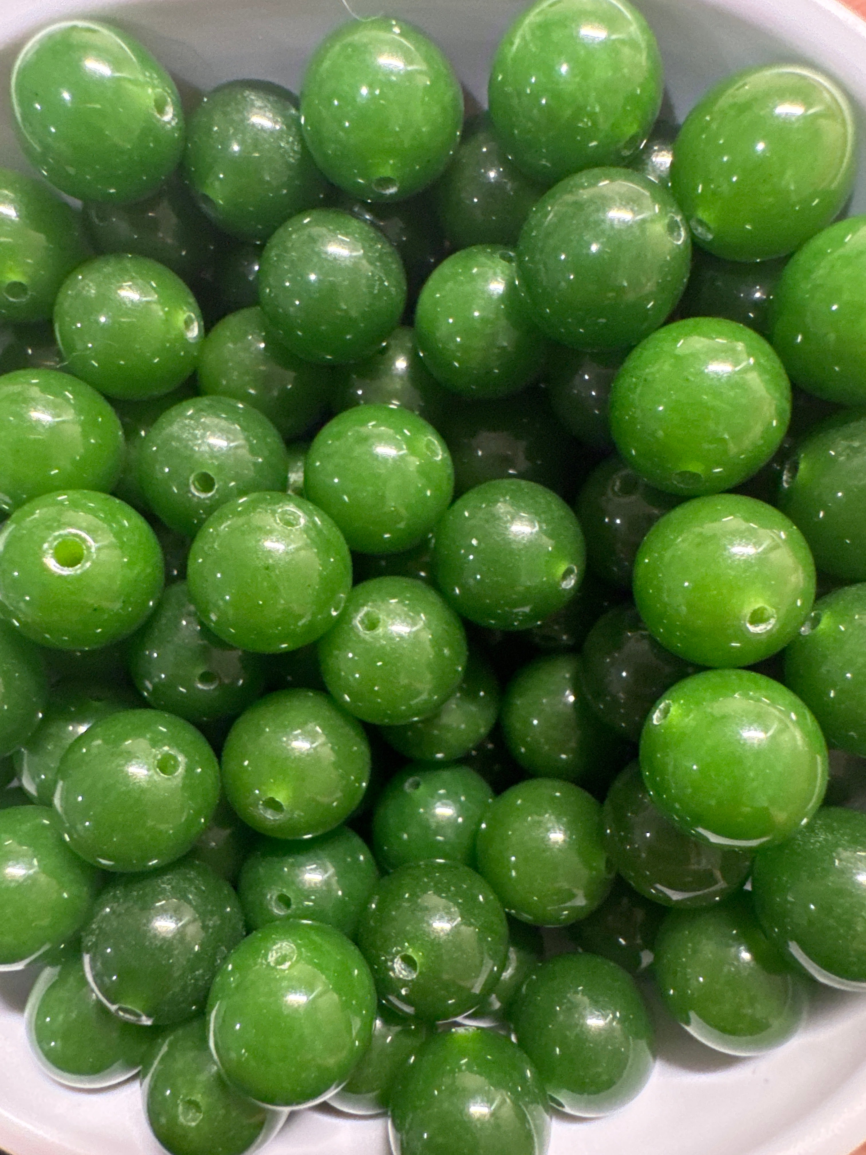 Loose spinach Green Hetian Jade beads 12mm 1pcs