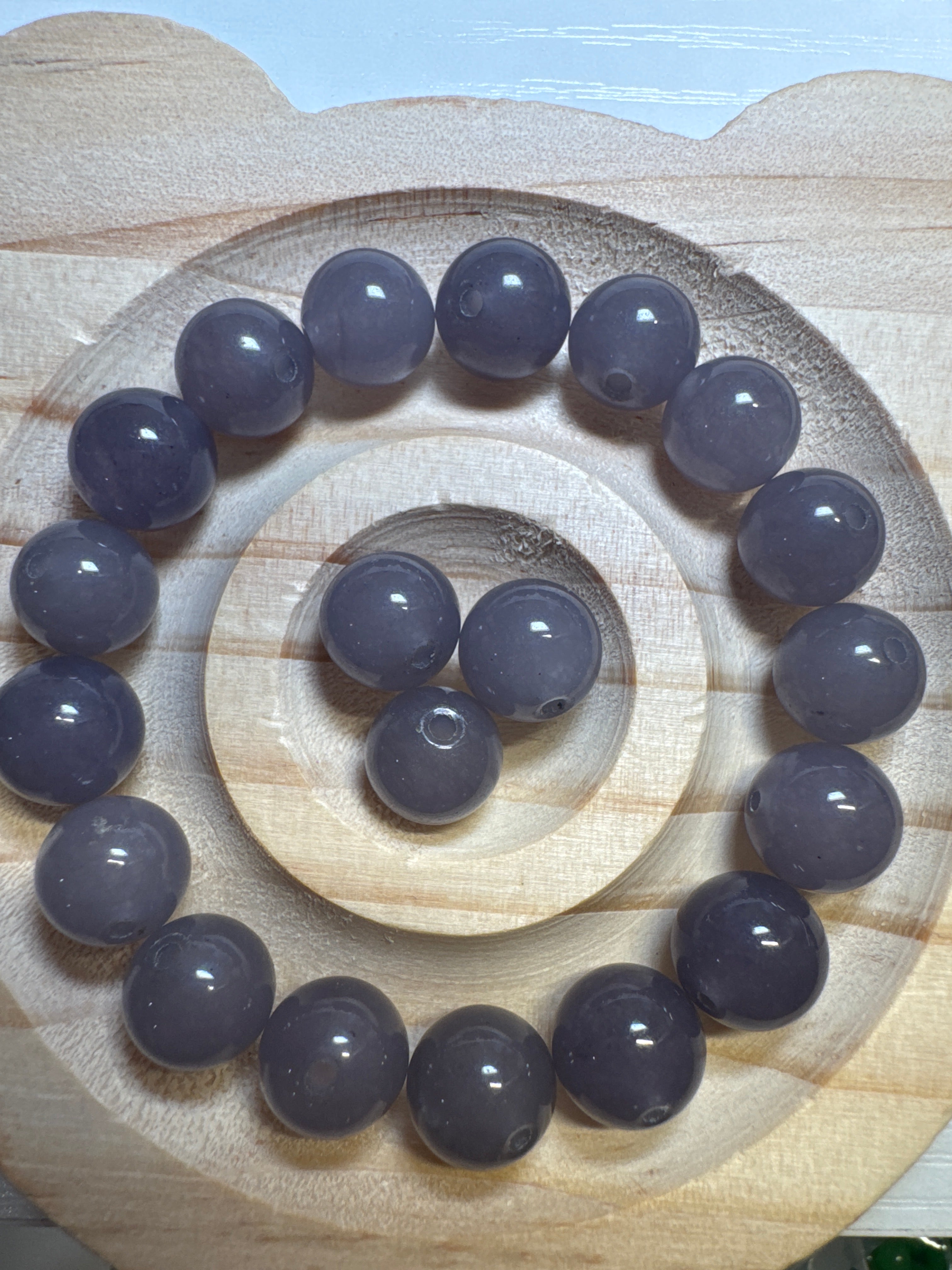 Loose smoke purple Hetian Jade Beads 10mm 20 pcs