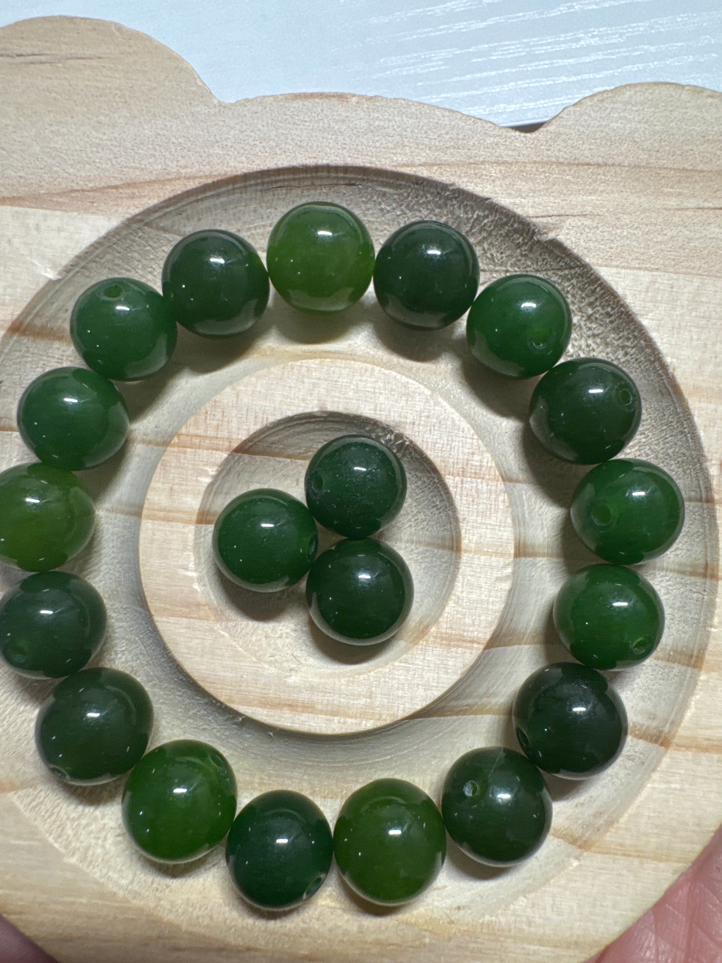 Loose spinach Green Hetian Jade beads 10mm 20pcs