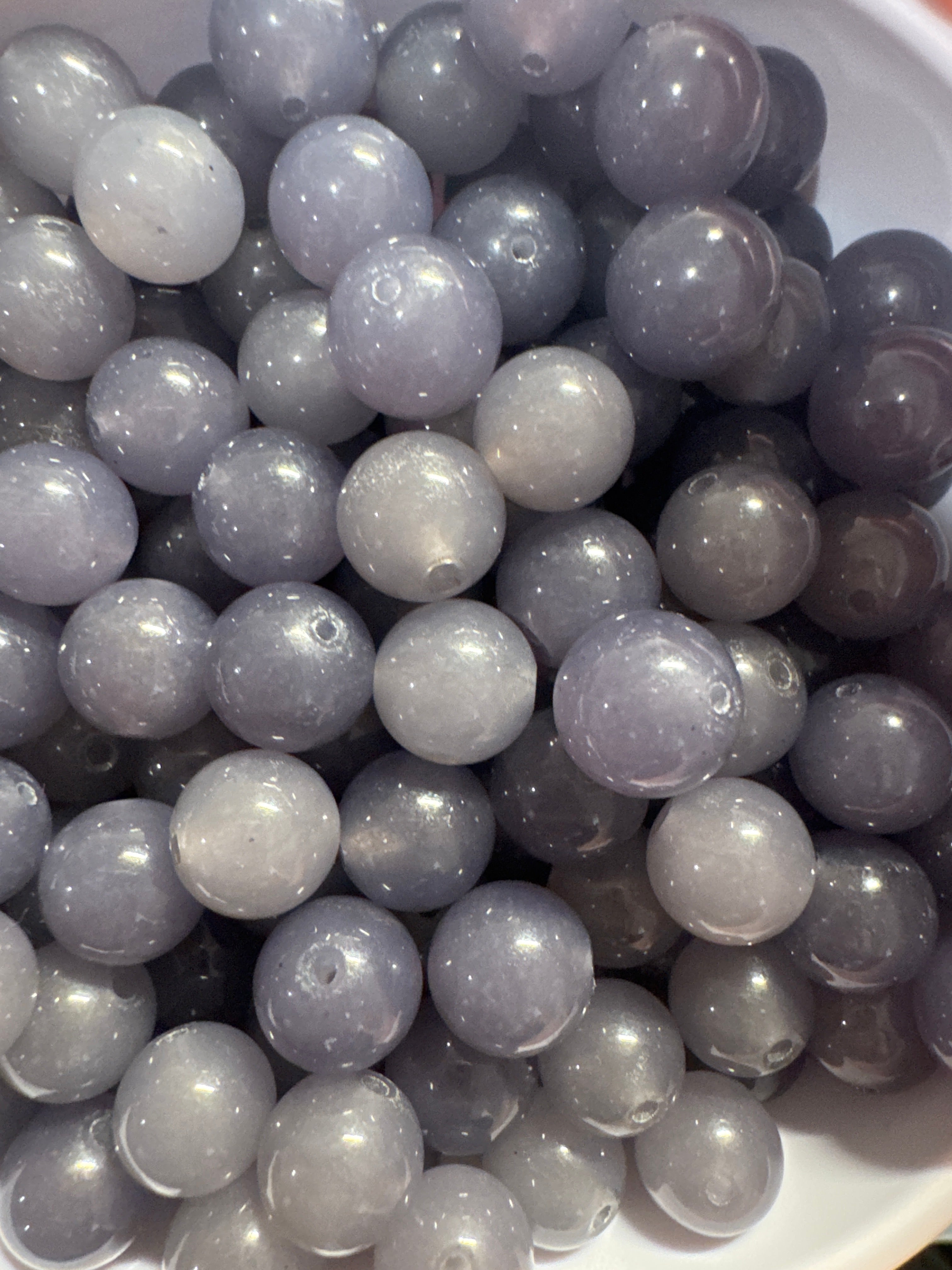 Loose smoke purple Hetian Jade Beads 10mm 20 pcs