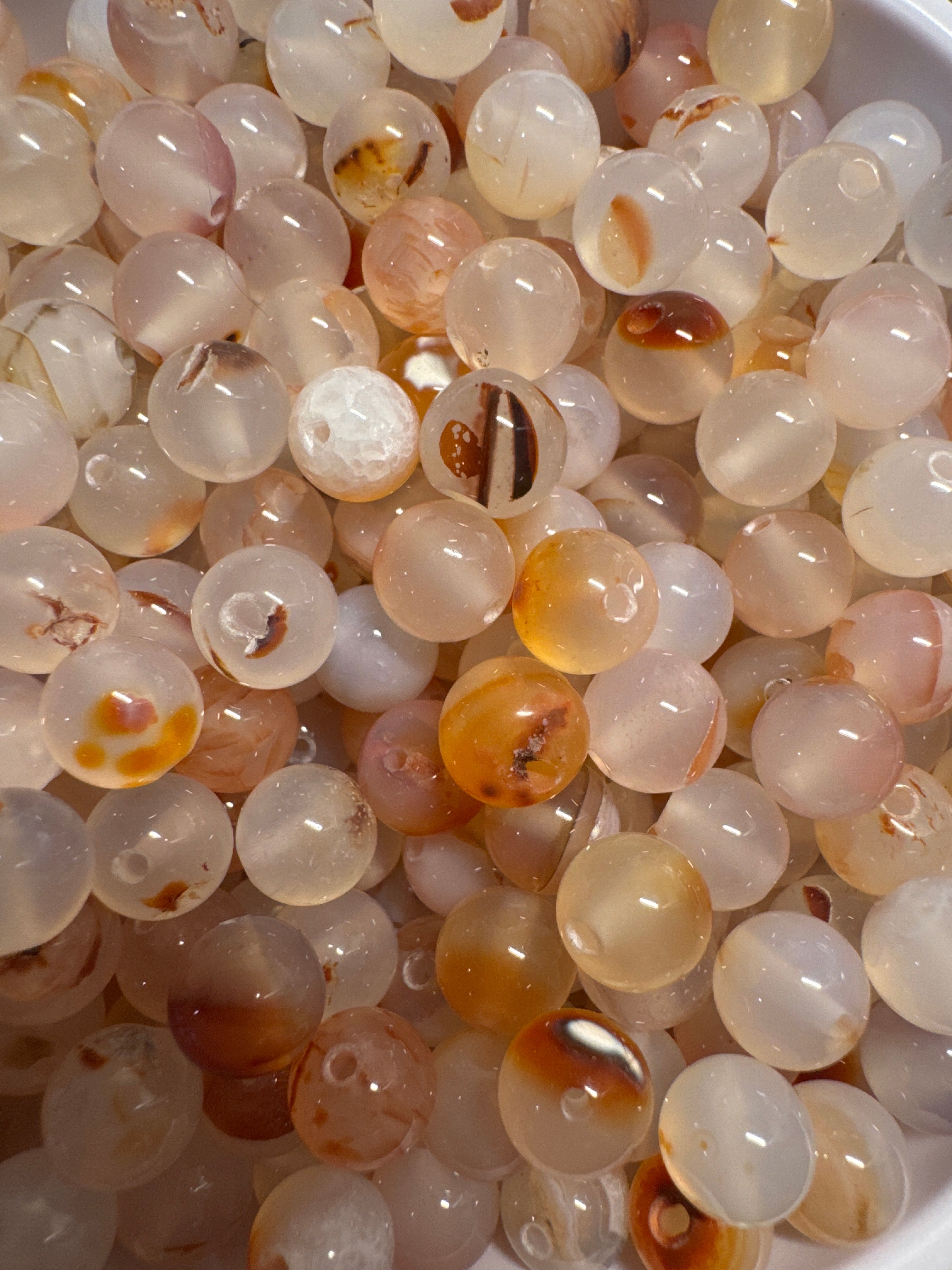 Loose Ice-Floating Lychee Jelly Agate beads 8mm 25pcs