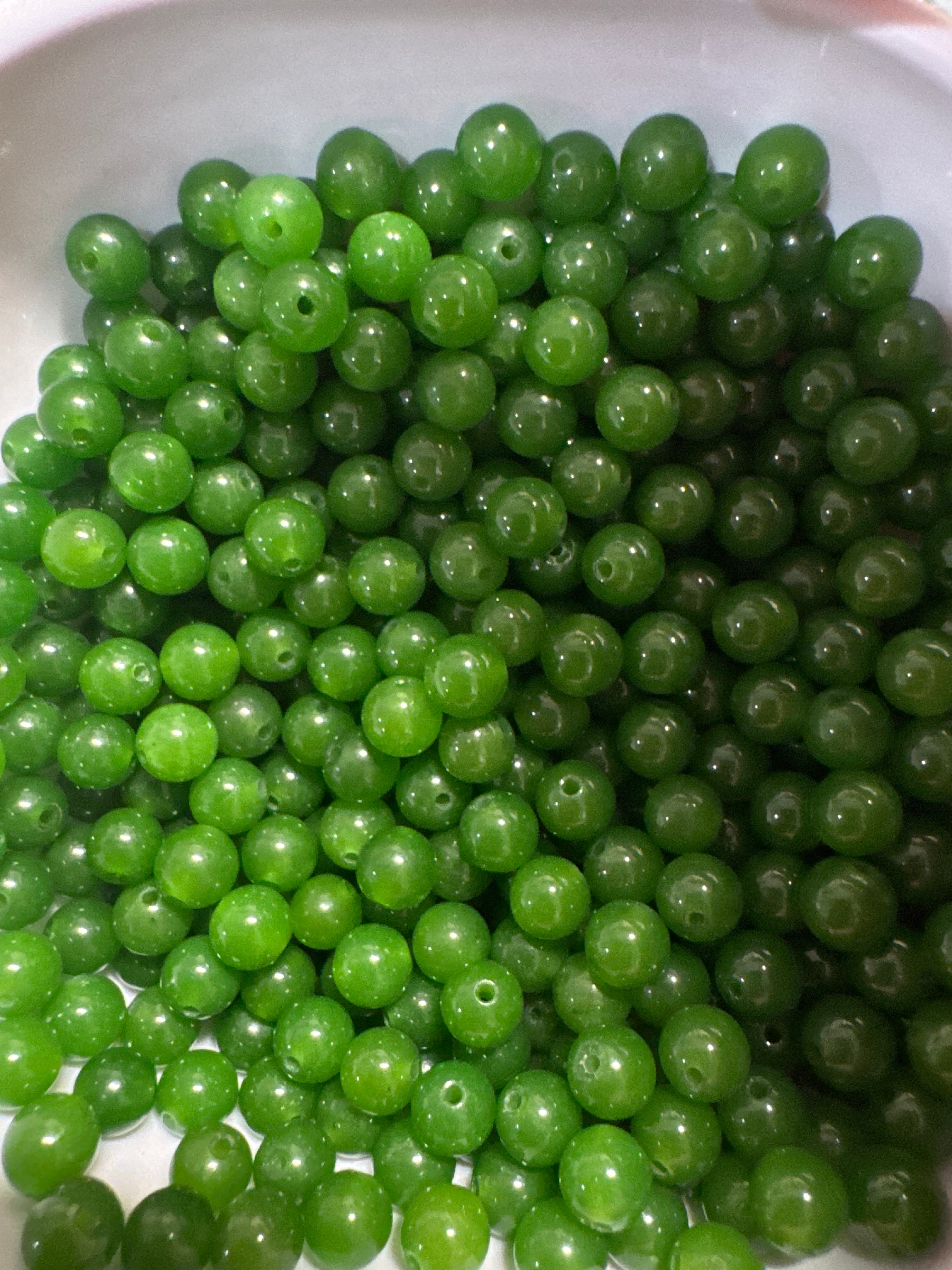Loose sunny Green Hetian Jade beads 6mm 30pcs