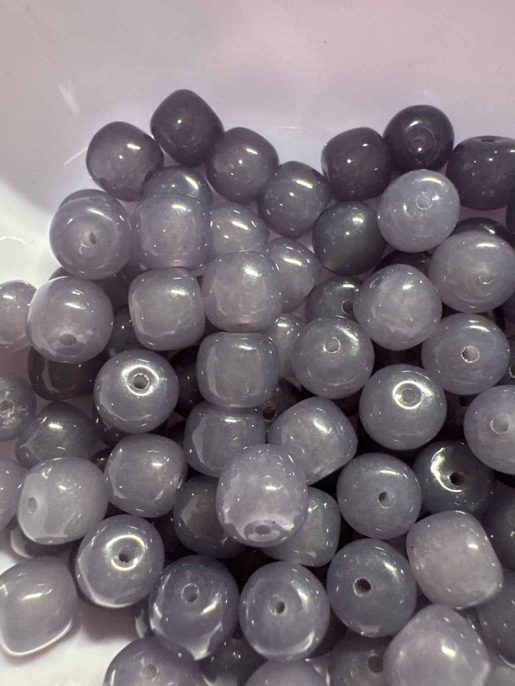 loose smoke purple old fashion shape beads 8mm 25pcs
