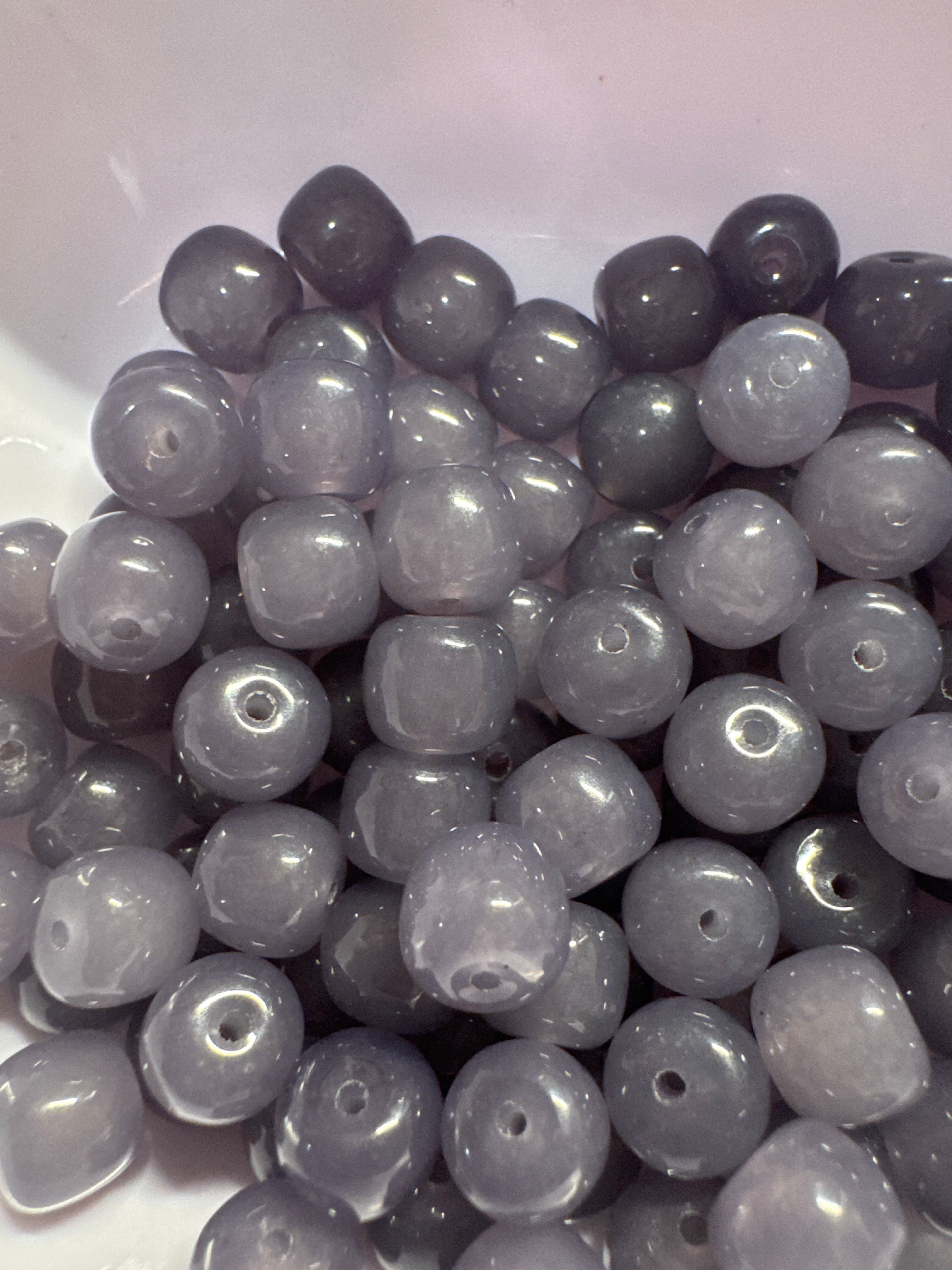 loose smoke purple old fashion shape beads 8mm 25pcs