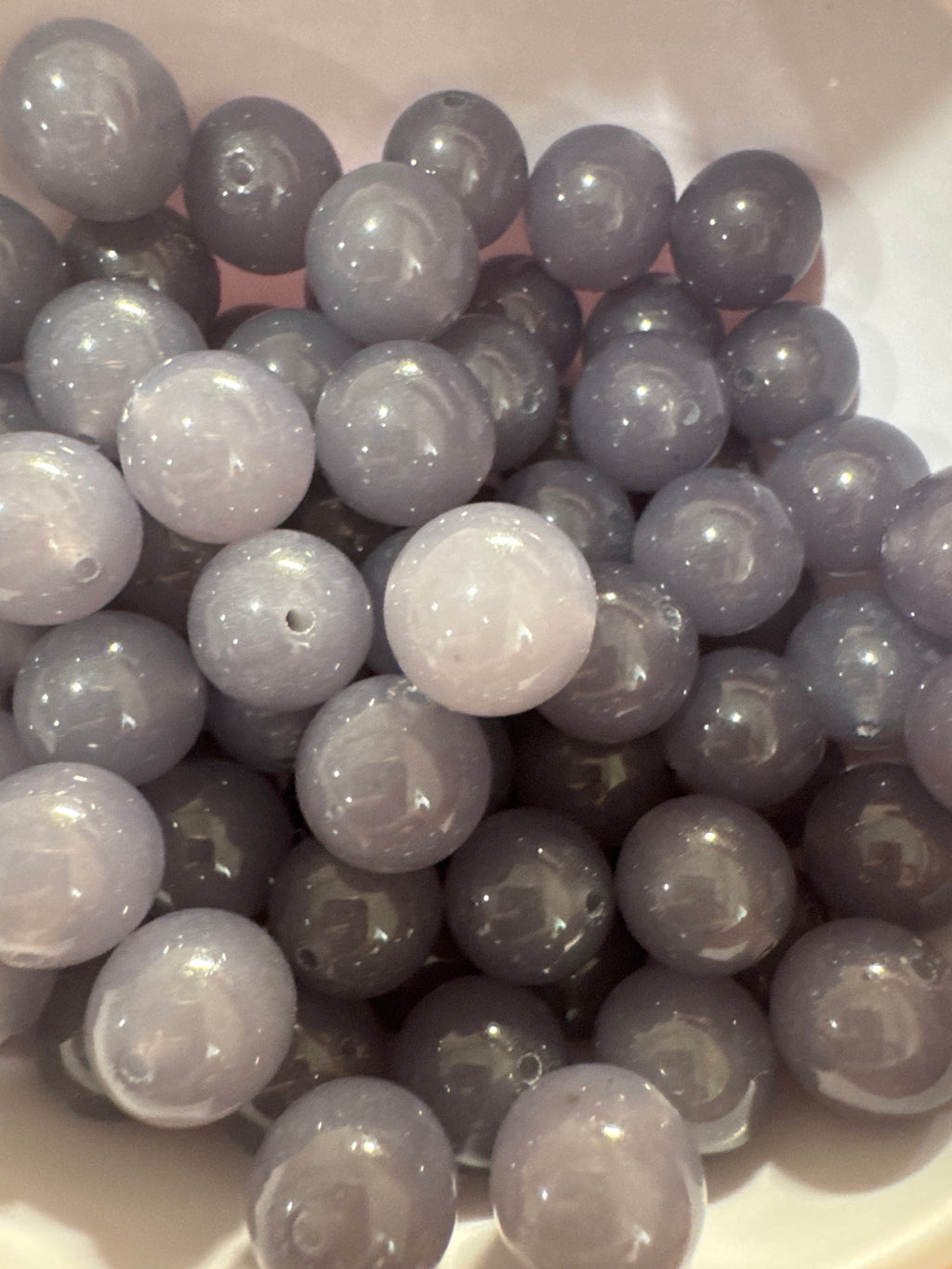 Loose smoke purple Hetian Jade beads 12mm 1pc