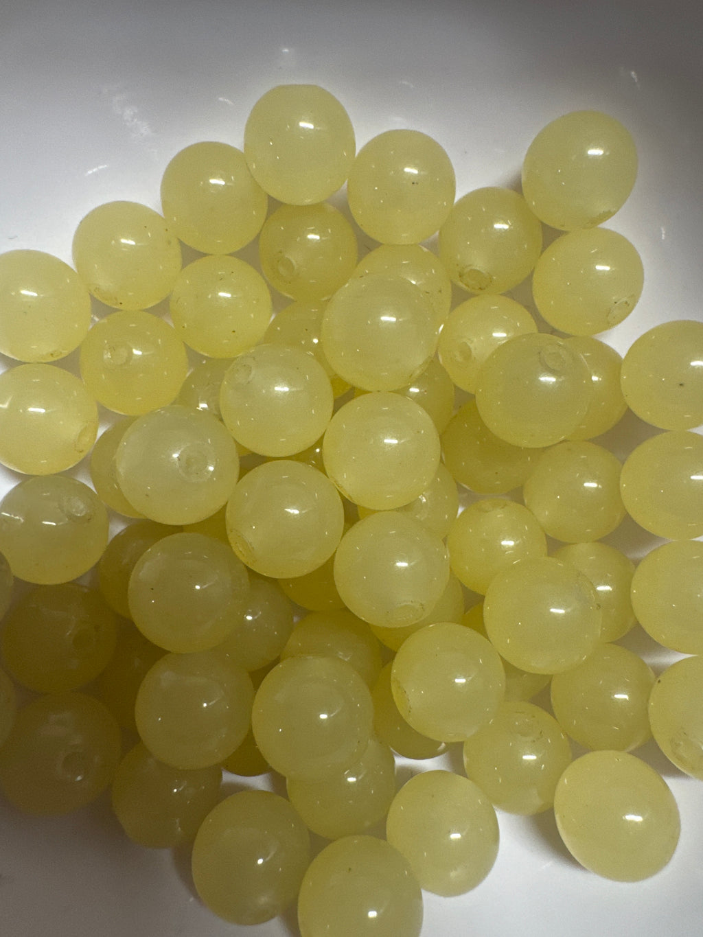Loose Yellowish-green Hetian Jade beads 10mm 20pcs