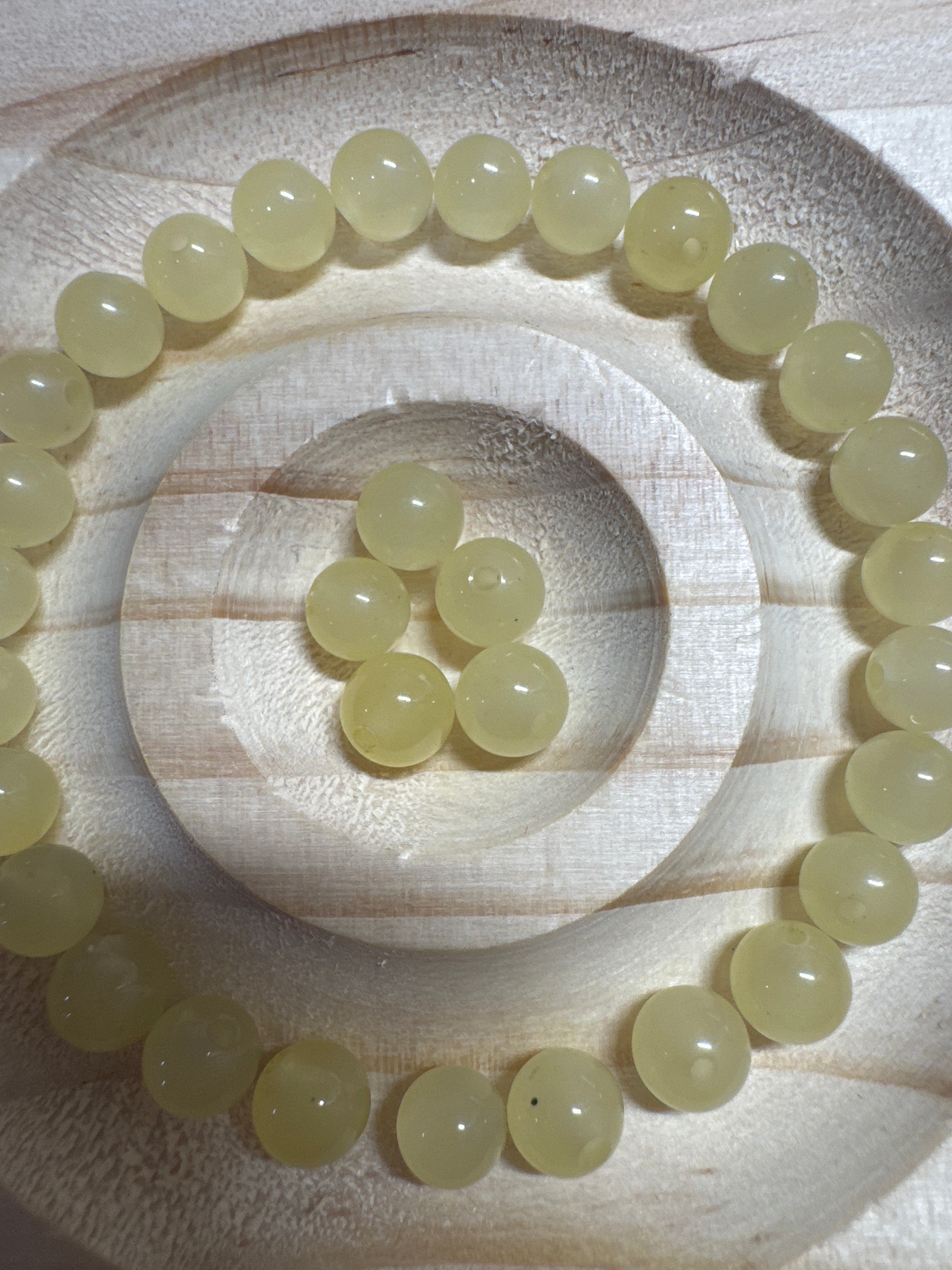 Loose Yellowish-green Hetian Jade beads 6mm 30pcs