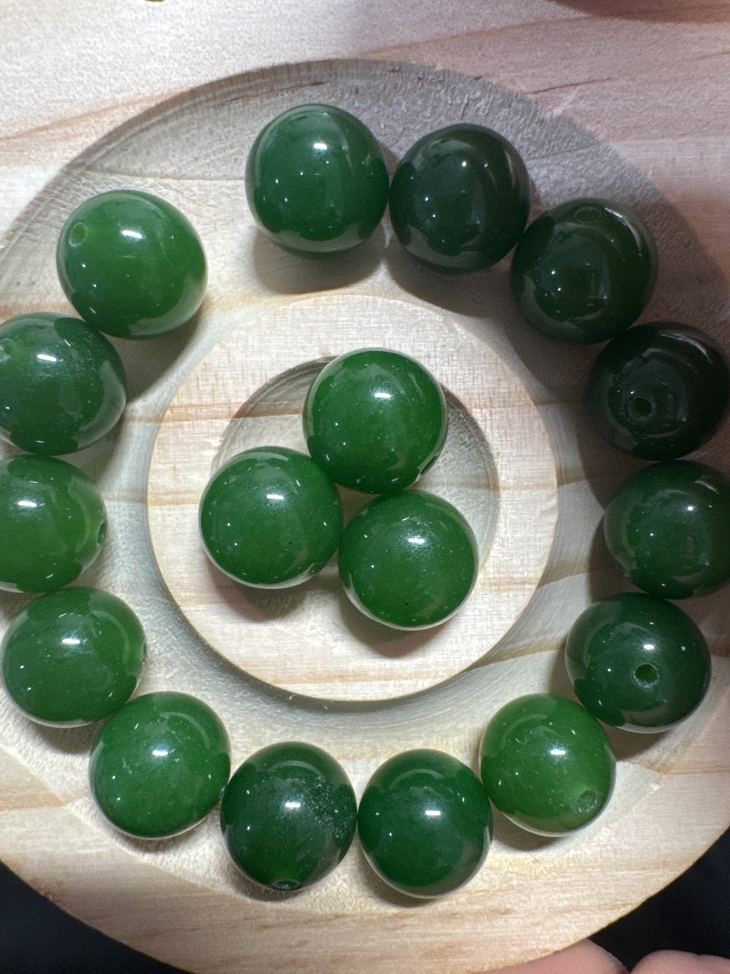 Loose spinach Green Hetian Jade beads 12mm 1pcs