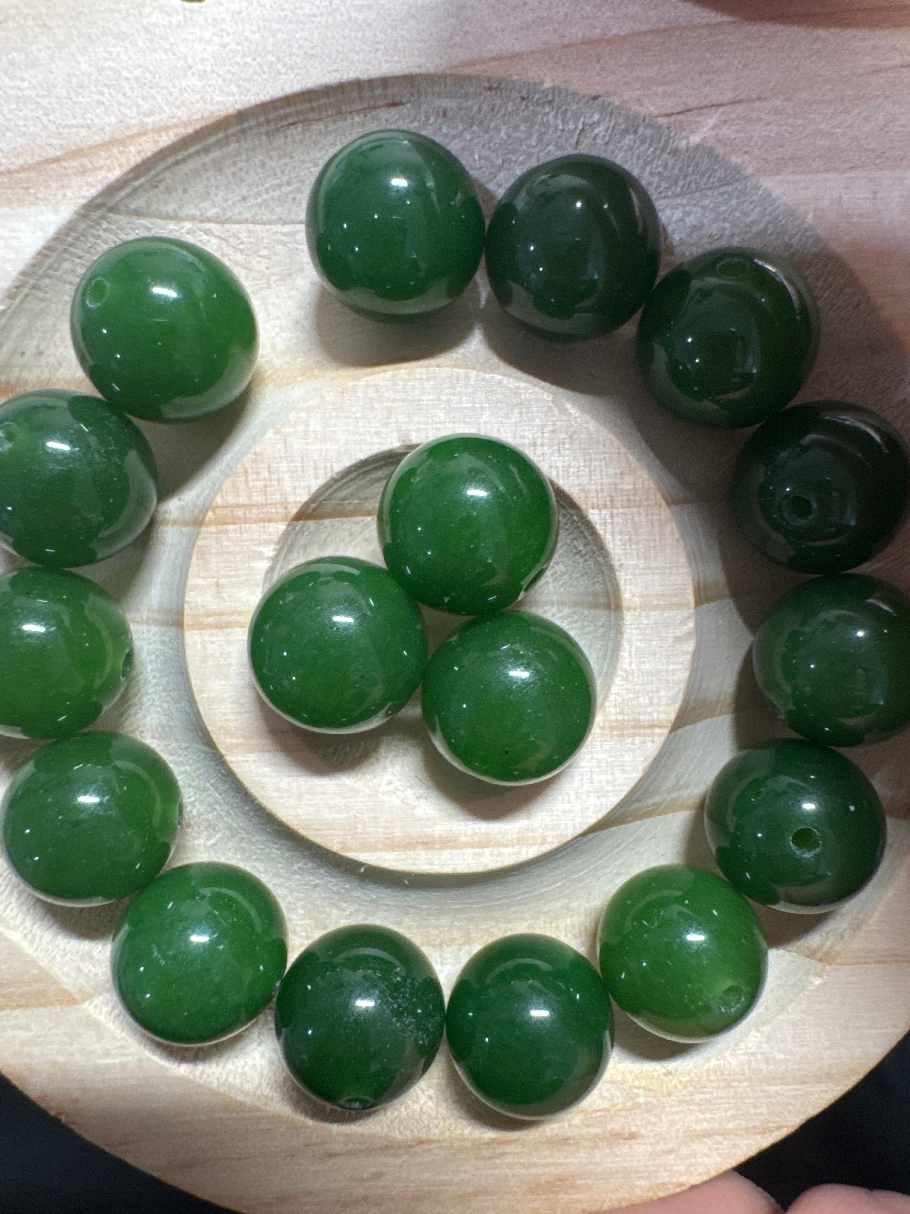 Loose spinach Green Hetian Jade beads 12mm 1pcs