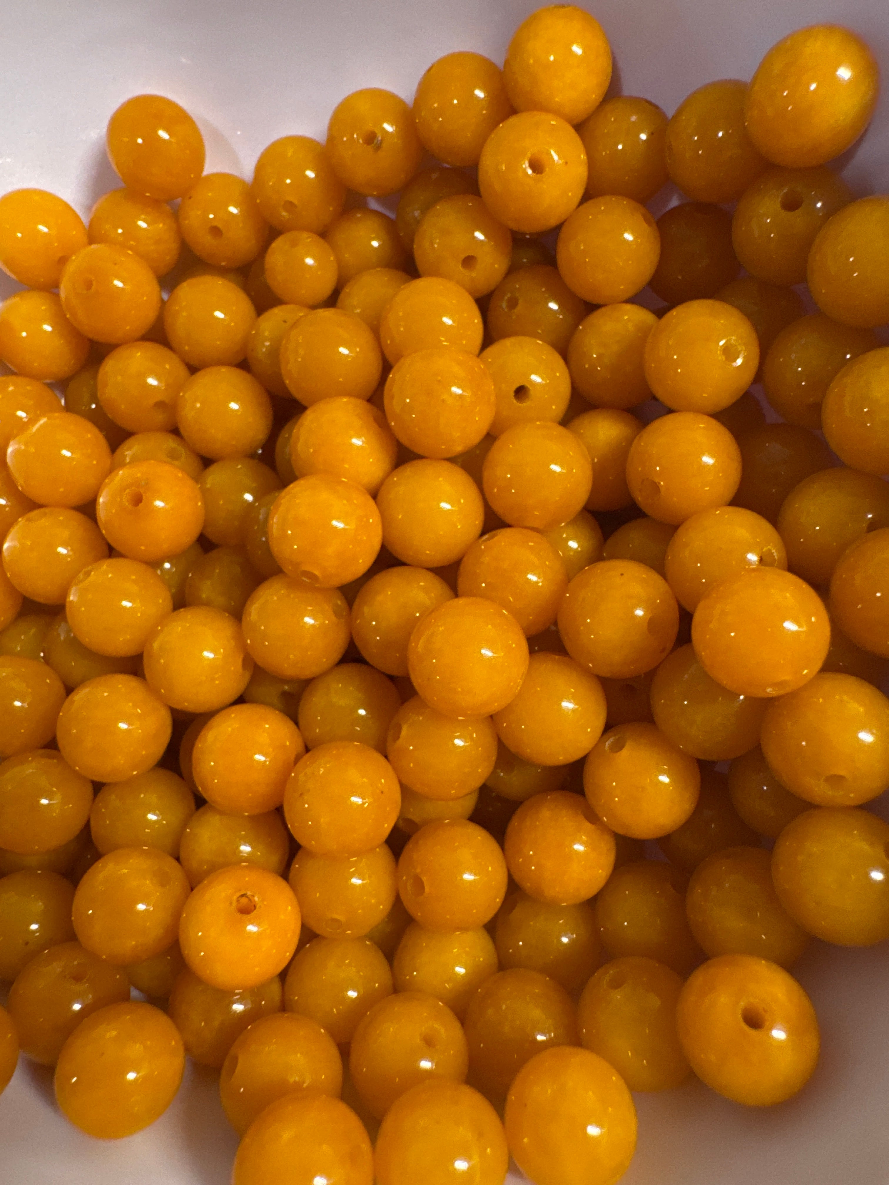 Loose Yellow Burma Jade beads 8mm 25pcs