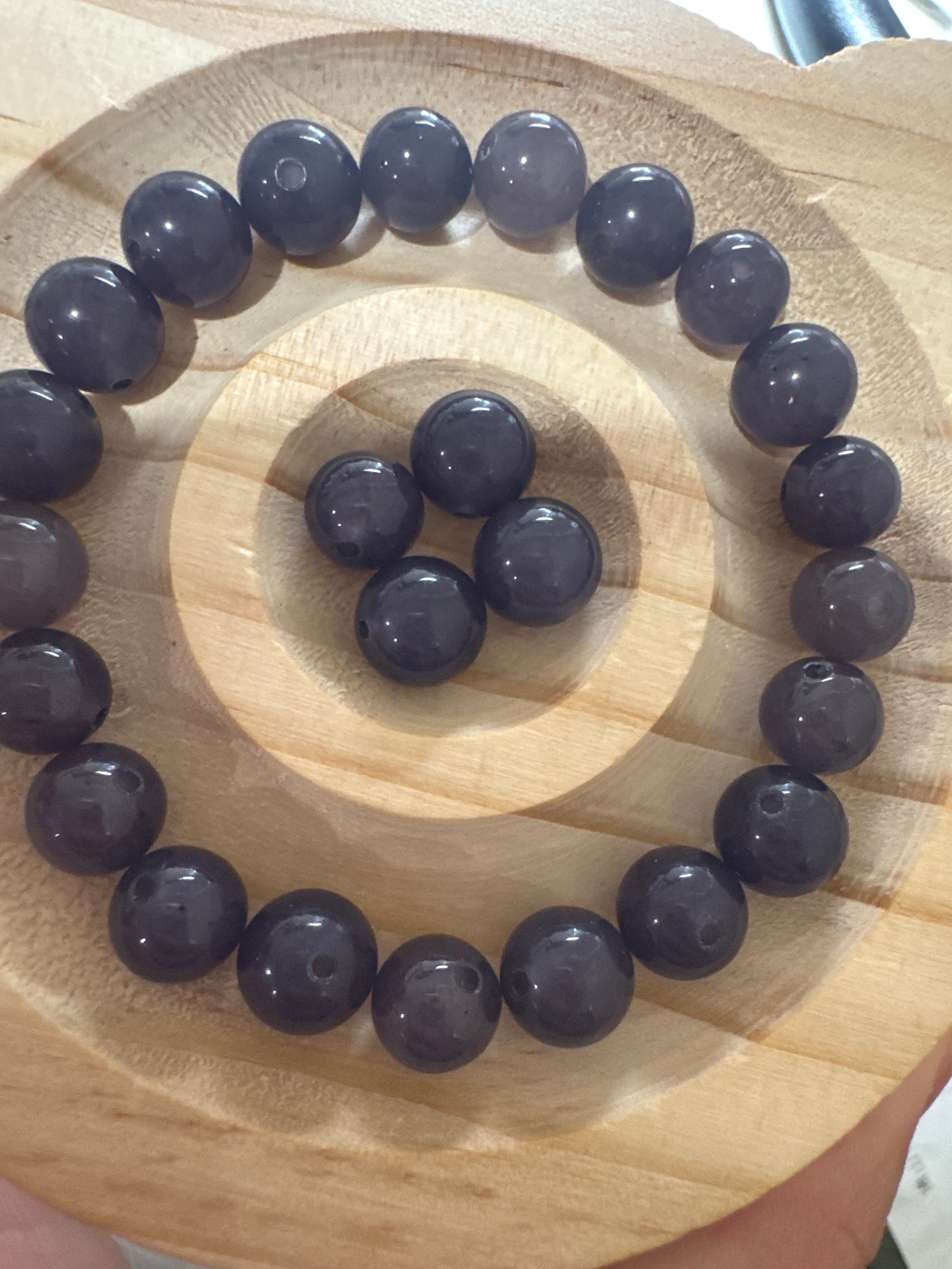 Loose Smoke Purple Hetian Jade Beads 8mm 25pcs