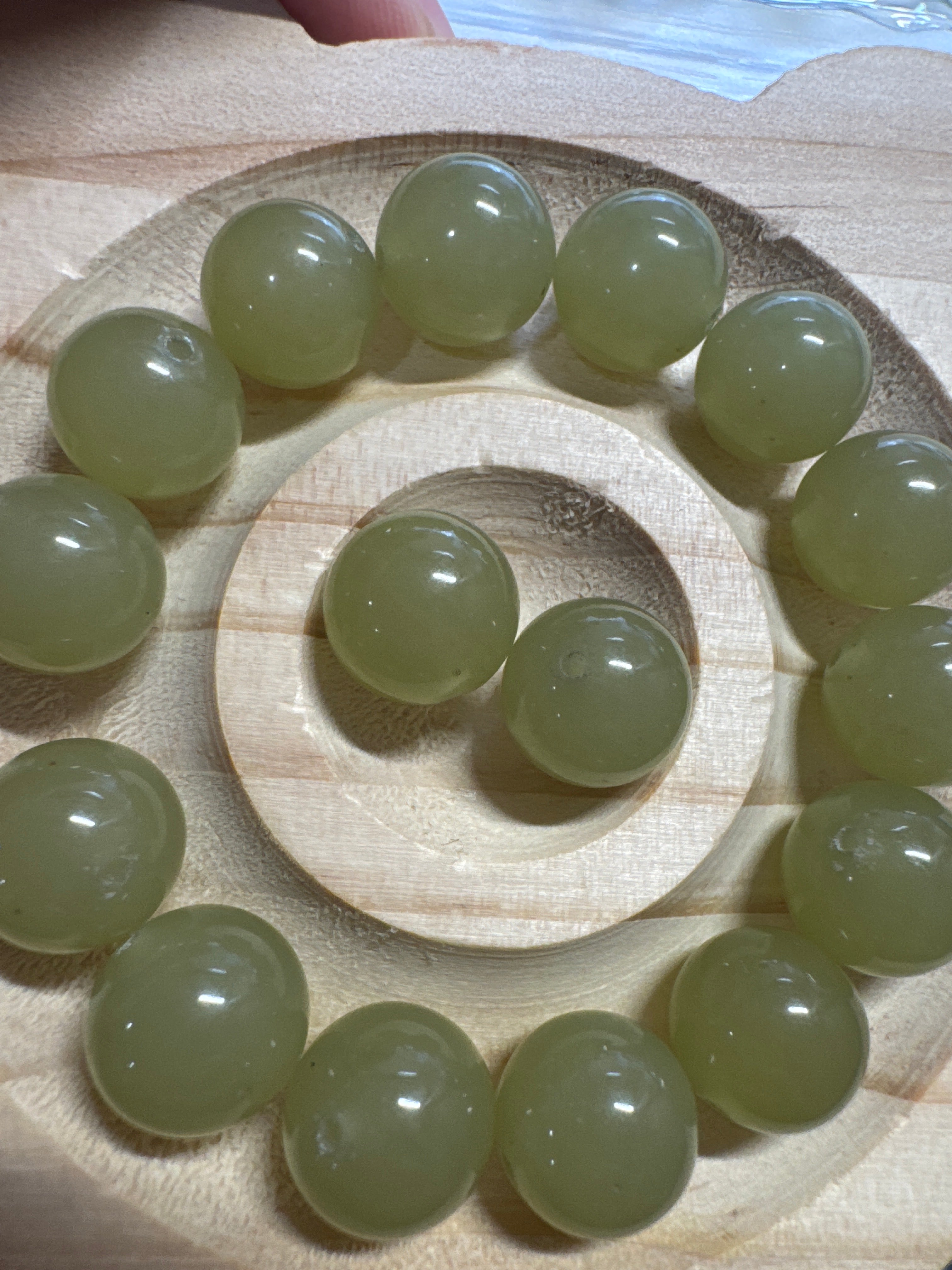 Loose clear water Hetian Jade beads 12mm 1pc